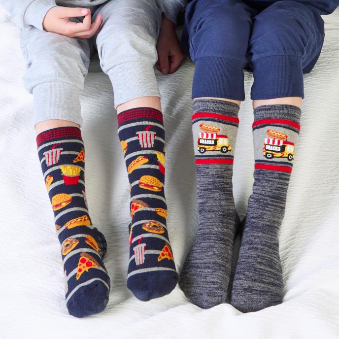 totes toasties® Kids Original Slipper-Sox (Twin Pack) Pizza Burger